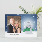 Colorful Snowman personaliseert uw foto Feestdagenkaart (Staand voorkant)