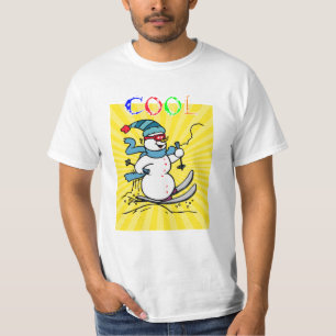 Colorful Snowman Skiing   grappige snowman   ski T-shirt
