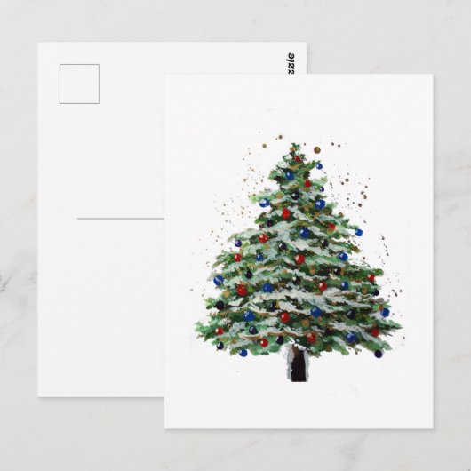 Colorful Snowy-kerstboom Briefkaart (Voorkant / Achterkant)