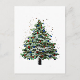 Colorful Snowy-kerstboom Briefkaart