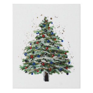 Colorful Snowy-kerstboom Imitatie Canvas Print