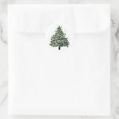Colorful Snowy-kerstboom Ronde Sticker (Tas)