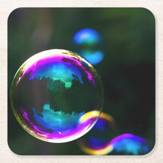 Colorful Soap Bubbles Floating Kartonnen Onderzetters (Voorkant)