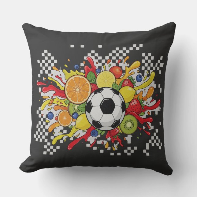 Colorful Soccer Checkerboard Kussen (Voorkant)