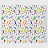 Colorful Soccer Players Patroon Cadeaupapier (Vlak)