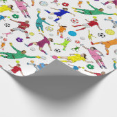 Colorful Soccer Players Patroon Cadeaupapier (Hoek)