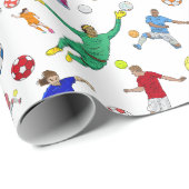 Colorful Soccer Players Patroon Cadeaupapier (Rol Hoek)