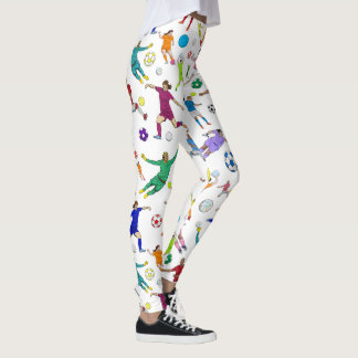 Colorful Soccer Players Patroon Leggings