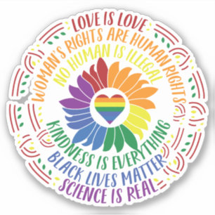 Colorful Social Justice Flower Word Art Car Decal Sticker