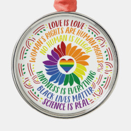 Colorful Social Justice Flower Word Art Metalen Ornament