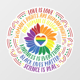 Colorful Social Justice Flower Word Art Raamsticker