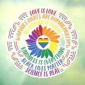 Colorful Social Justice Flower Word Art Raamsticker (Vel 3)