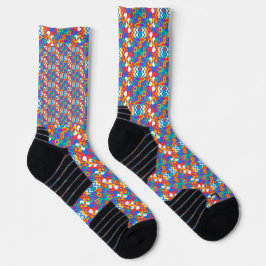 Colorful socks with a jigsaw puzzle pattern sokken
