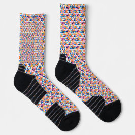 Colorful socks with geometric patterns in red sokken
