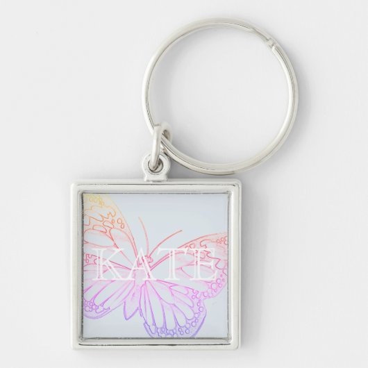 Colorful Soft Butterfly Art Sleutelhanger (Voorkant)