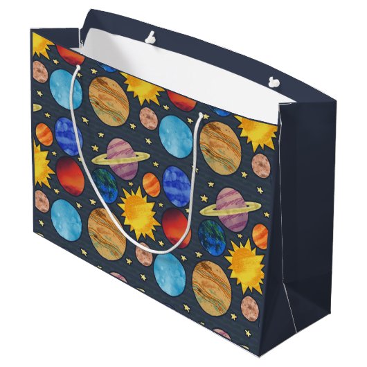 Colorful Solar System Groot Cadeauzakje (Achterkant Gekanteld)