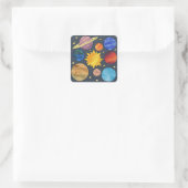 Colorful Solar System Vierkante Sticker (Tas)