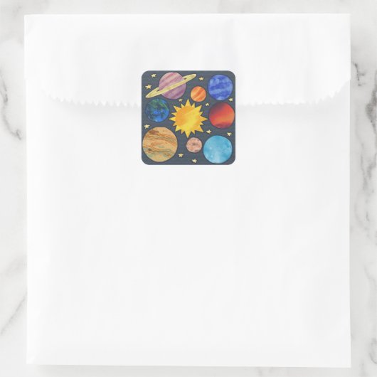 Colorful Solar System Vierkante Sticker (Tas)