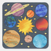 Colorful Solar System Vierkante Sticker (Voorkant)
