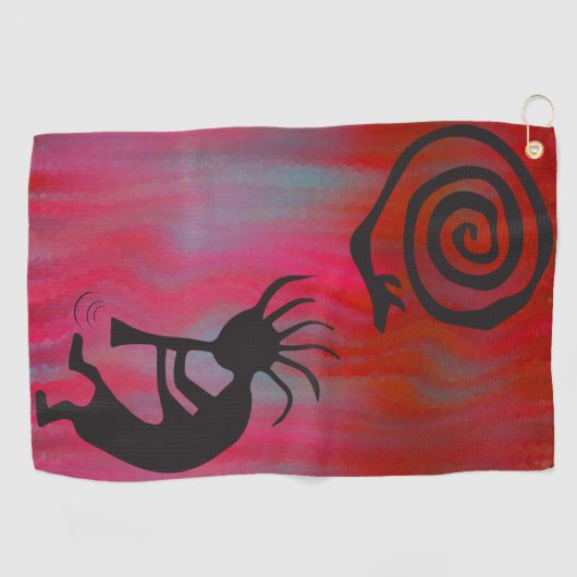 Colorful Southwestern Kokopelli Golf Towel Golfhanddoek (Horizontaal)