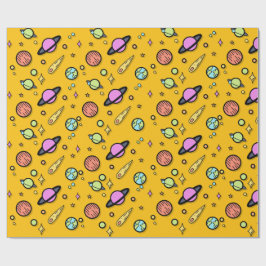 Colorful Space Doodle Wrapping Paper Cadeaupapier