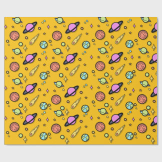 Colorful Space Doodle Wrapping Paper Cadeaupapier