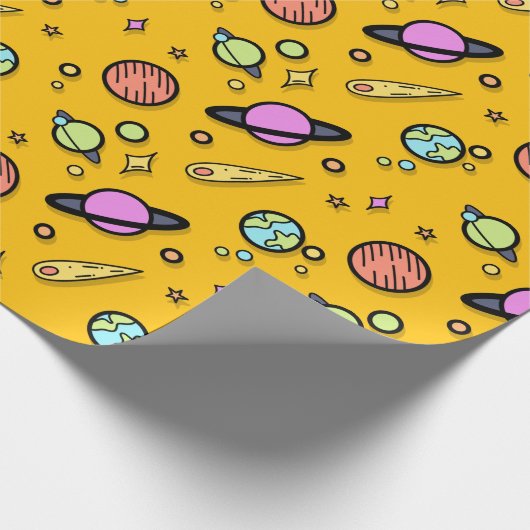 Colorful Space Doodle Wrapping Paper Cadeaupapier (Hoek)