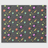 Colorful Space Doodle Wrapping Paper Cadeaupapier (Vlak)