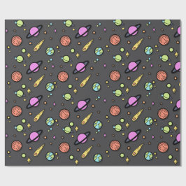 Colorful Space Doodle Wrapping Paper Cadeaupapier