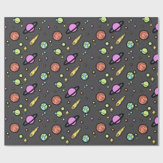 Colorful Space Doodle Wrapping Paper Cadeaupapier