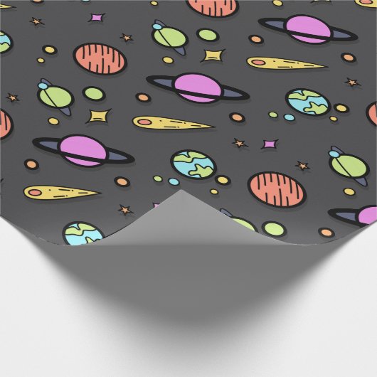 Colorful Space Doodle Wrapping Paper Cadeaupapier (Hoek)