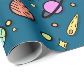 Colorful Space Doodle Wrapping Paper | Planets Cadeaupapier (Rol Hoek)
