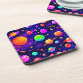 Colorful Space Patroon Bier Onderzetter (Linkerzijde)