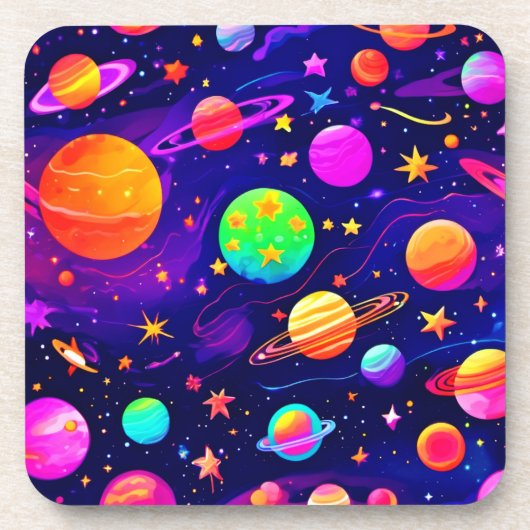 Colorful Space Patroon Bier Onderzetter (Voorkant)