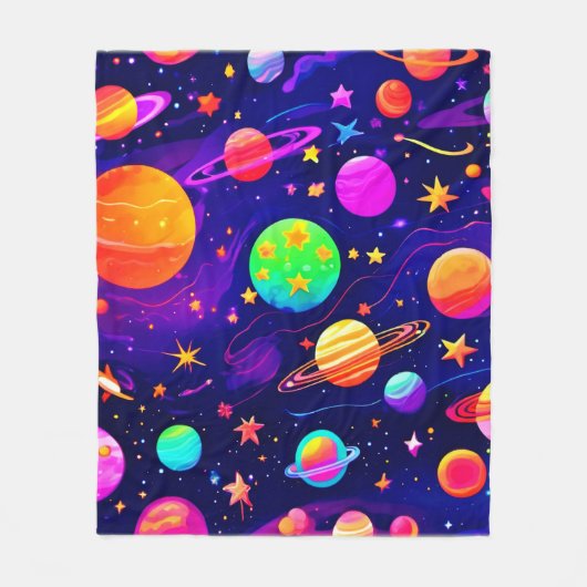Colorful Space Patroon Fleece Deken (Voorkant)