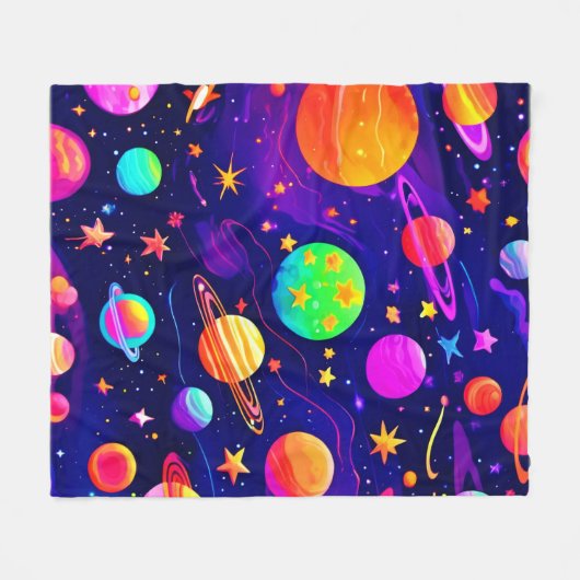 Colorful Space Patroon Fleece Deken (Voorkant (Horizontaal))