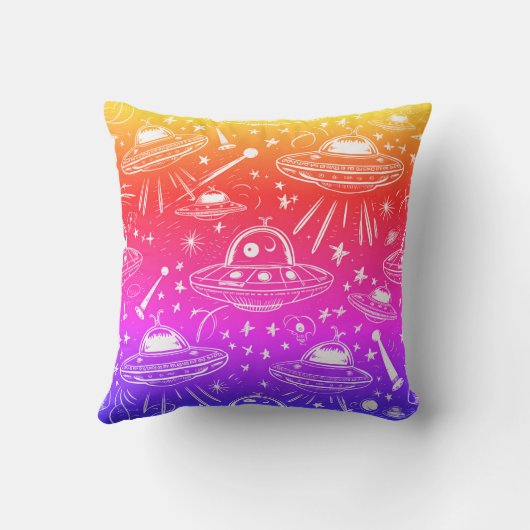 Colorful Spaceship Patroon Kussen (Achterkant)