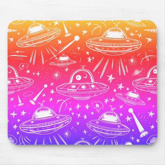 Colorful Spaceship Patroon Muismat (Voorkant)