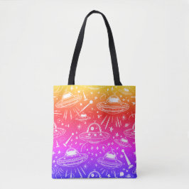 Colorful Spaceship Patroon Tote Bag