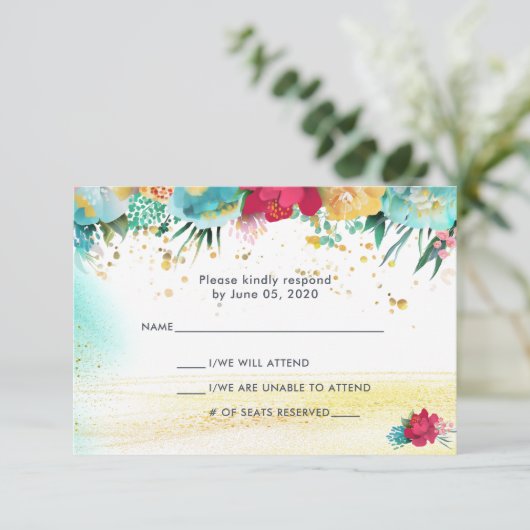 Colorful Sparkle Glitter RSVP Kaartje (Staand voorkant)