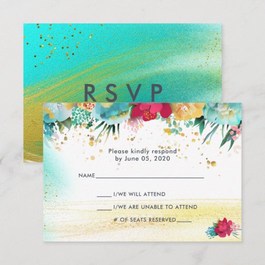 Colorful Sparkle Glitter RSVP Kaartje (Voorkant / Achterkant)