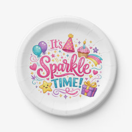 Colorful Sparkle Time Birthday Party Paper Plates Papieren Bordje