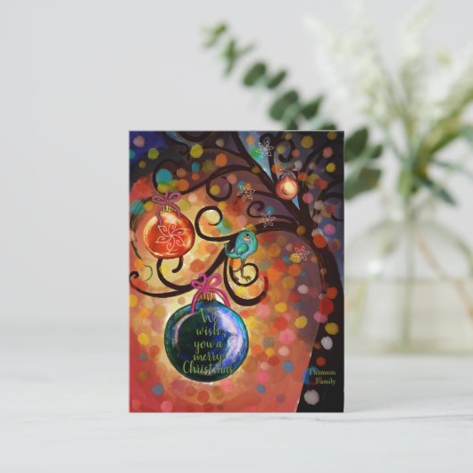 Colorful Sparkling Christmas Tree Art Briefkaart (Staand voorkant)