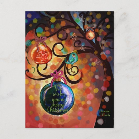 Colorful Sparkling Christmas Tree Art Briefkaart (Voorkant)