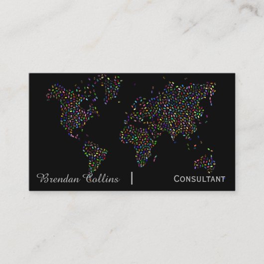 Colorful Speckles Wereldkaart Continents Visitekaartje (Voorkant)