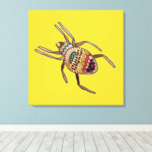 Colorful Spider arachnid art Canvas Afdruk (Insitu (Houten vloer))