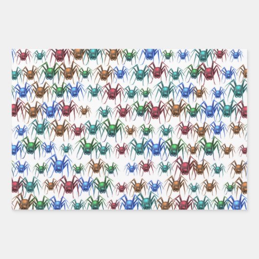 Colorful Spider Pattern Spooky Funny Halloween Inpakpapier Vel (Voorkant)