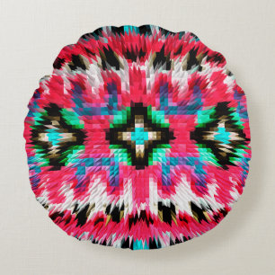 Colorful spiky kaleidoscopic patternabstract, art. rond kussen