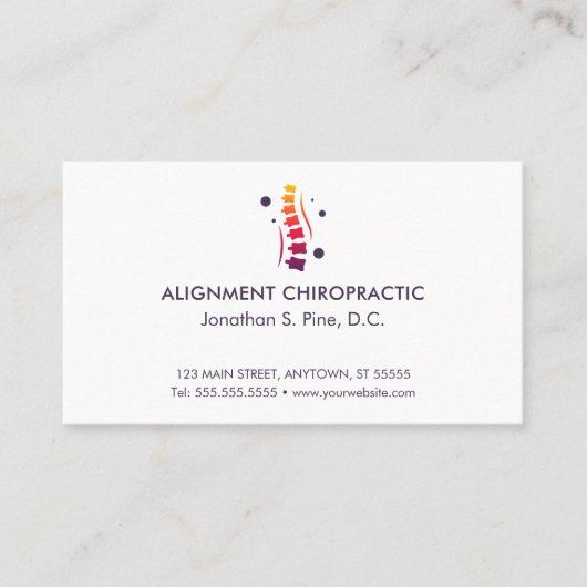 Colorful Spine Logo Chiropractic Appointards Afsprakenkaartje (Voorkant)