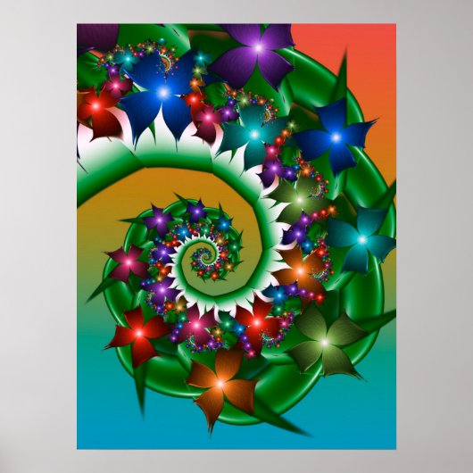 Colorful Spinning Flowers Poster (Voorkant)